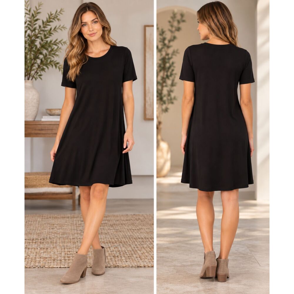 BCBGeneration T-Shirt Dress Black Short Sleeve Size XS